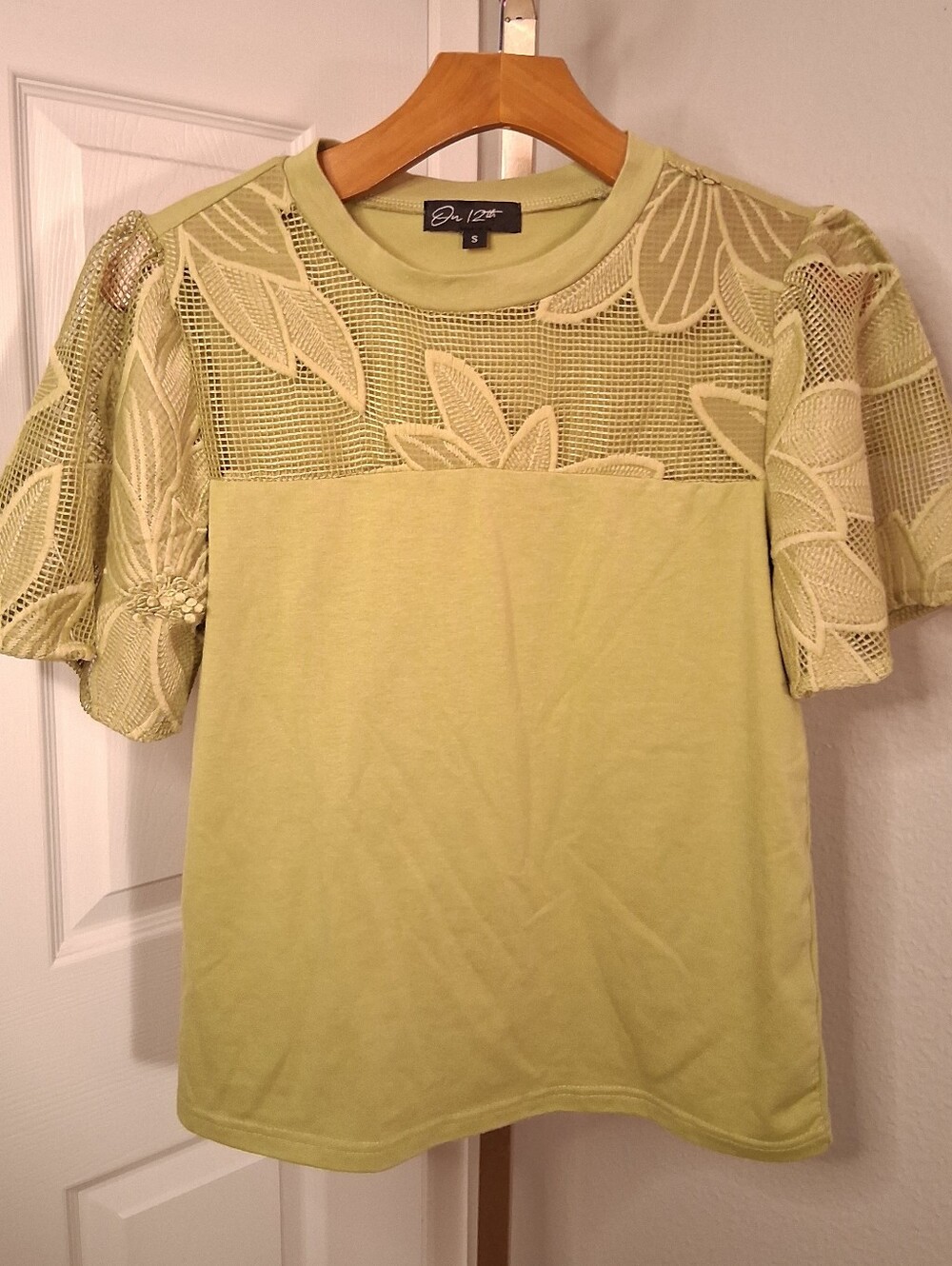 On 12th Green T Shirt Blouse Sheer Accents
